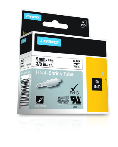 18053 - Dymo Rhno Tube Ht Shrk 9mm Wht
