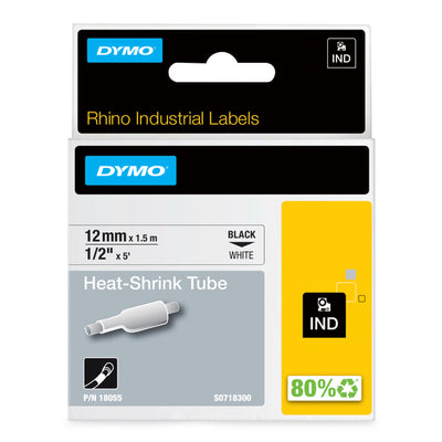 18055 - Dymo Rhno Tube Ht Shrk 12mm Wh