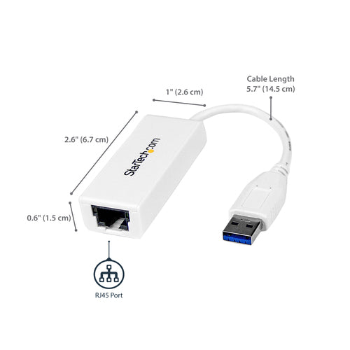 StarTech.com USB31000SW - USB 3.0 to Ethernet Adapter - White
