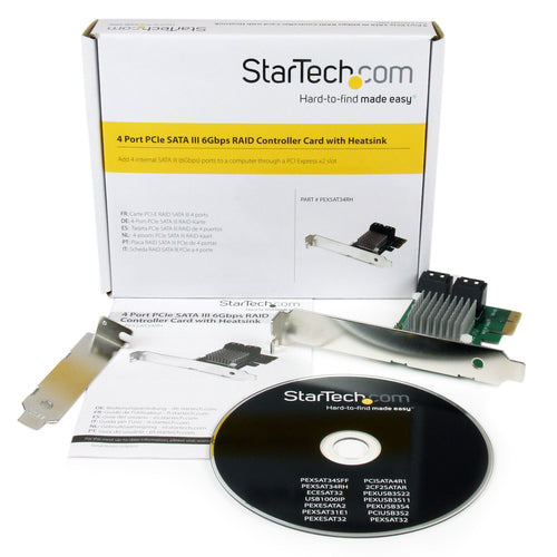PEXSAT34RH - STARTECH.COM 4 PORT PCIE SATA III CONTROLLER CARD W/ HYPERDUO SSD TIERING 2 YR