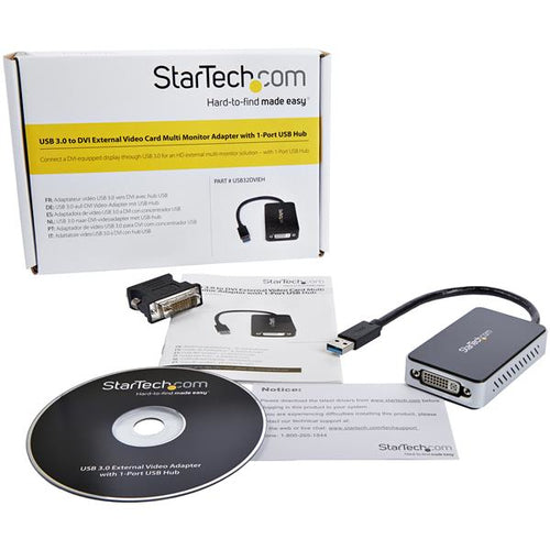 StarTech.com USB32DVIEH - USB 3 to DVI Adapter with 1-Port USB Hub
