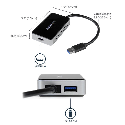 StarTech.com USB32HDEH - USB 3 to HDMI Adapter w/ 1-Port USB Hub
