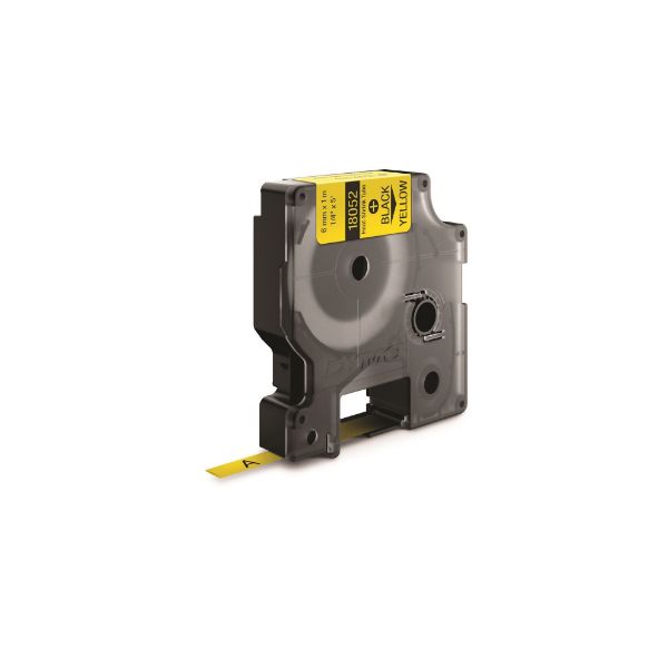 DYMO 18052 - Genuine Rhino Industrial Labels- HeatShrink 6mm Black on Yellow. industrial grade