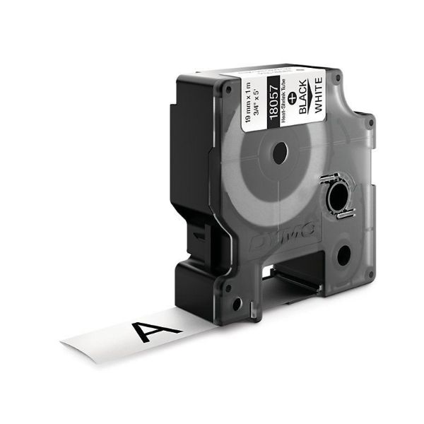 DYMO 18057 - Genuine Rhino Industrial Labels-Heat Shrink 19mm Black on White. industrial grade