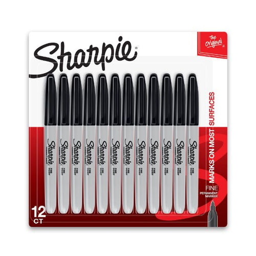 Fine Point Permanent Marker Black 1812419 Blister Pack of 12