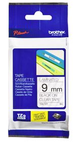 BCL105 - Brother TZe-121 9mm x 8m Black on Clear Tape