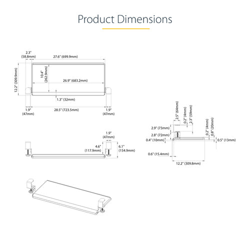 StarTech.com KEYBOARD-TRAY-CLAMP1 - Under-Desk Keyboard Tray Adjustable