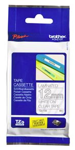 BCL114 - Brother TZe-135 12mm x 8m White on Clear Tape