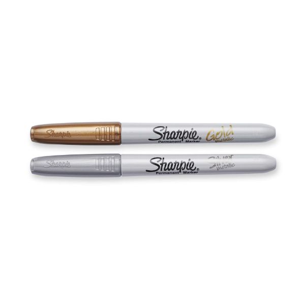 SHARPIE 1829202 - Metallic Fine Point Permanent Marker Gold & Silver Pack of 2