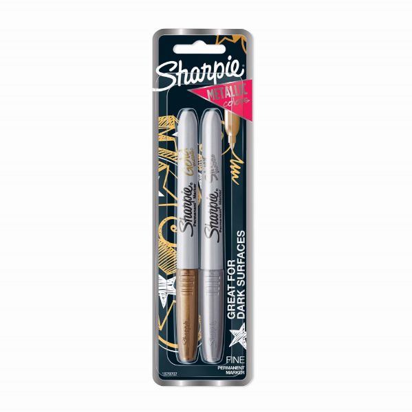 SHARPIE 1829202 - Metallic Fine Point Permanent Marker Gold & Silver Pack of 2
