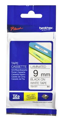 BCL131 - Brother TZe-221 9mm x 8m Black on White Tape