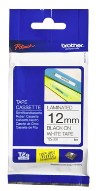 BCL136 - Brother TZe-231 12mm x 8m Black on White Tape