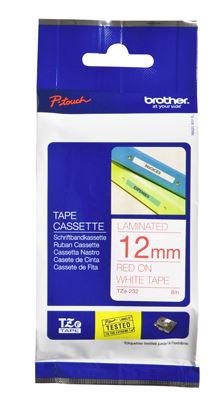 BCL137 - Brother TZe-232 12mm x 8m Red on White Tape