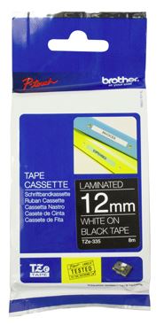 BCL157 - Brother TZe-335 12mm x 8m White on Black Tape