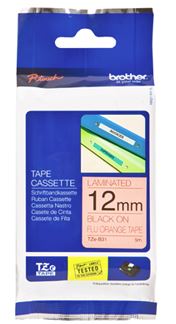 BCL205 - Brother TZe-B31 12mm x 8m Black on Fluro Orange Tape