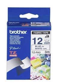 BCL471 - Brother TZe-FA3 12mm x 3m Blue on White Fabric Tape