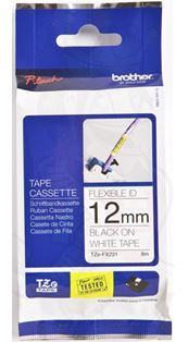 BCL225 - Brother TZe-FX231 12mm x 8m Black on White Flexi ID Tape