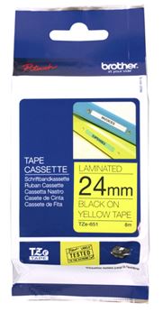 BCL183 - Brother TZe-651 24mm x 8m Black on Yellow Tape
