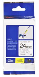 BCL227 - Brother TZe-FX251 24mm x 8m Black on White Flexi ID Tape