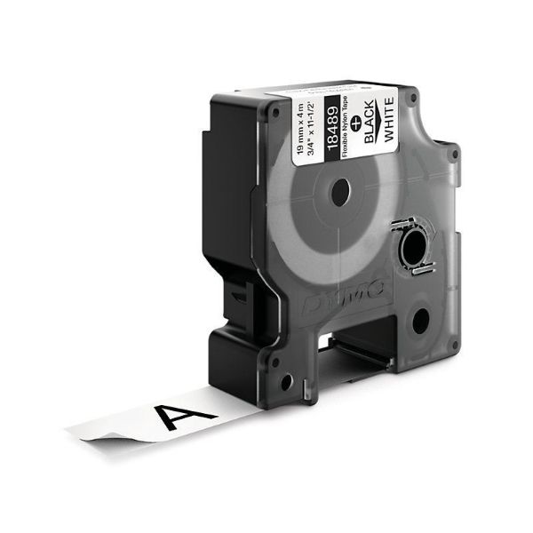 DYMO 18489 - Genuine Rhino Industrial Labels-Flexible 19mm Black on White. Industrial-strength