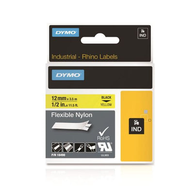 18490 - Dymo Rhino Ny Lbl 12mm Blk/Yel