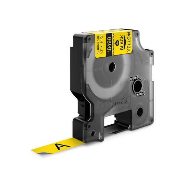 18490 - Dymo Rhino Ny Lbl 12mm Blk/Yel