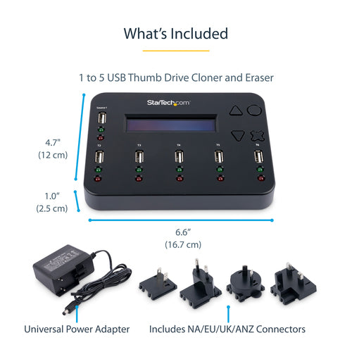 USBDUP15 - STARTECH.COM STANDALONE 1:5 USB FLASH DRIVE DUPLICATOR / COPIER AND ERASER 2 YR