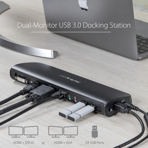 USB3SDOCKHDV - STARTECH.COM USB 3.0 DOCKING STATION DUAL MONITOR HDMI & DVI OR VGA - TAA 3 YR