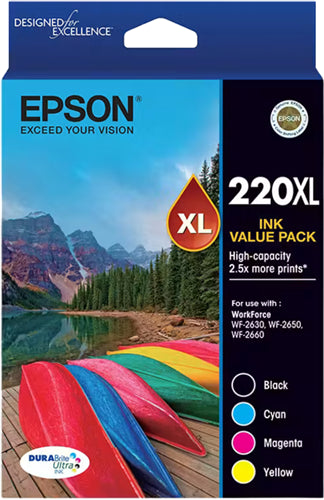 Epson 220XL 4 Ink High Yield Ink Cartridge Value Pack EP0188