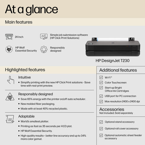 5HB07D - HP DesignJet T230 24-in Printer