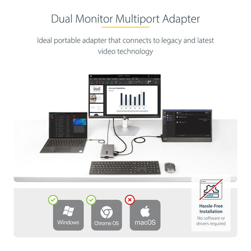 StarTech.com DKM31C3HVCPD - USB-C Multiport Adapter/Hub 4K HDMI/VGA