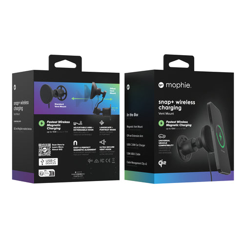 ZAGG 401313369 - Mophie Snap+ Wireless Charging Vent Mount (Qi2) Black