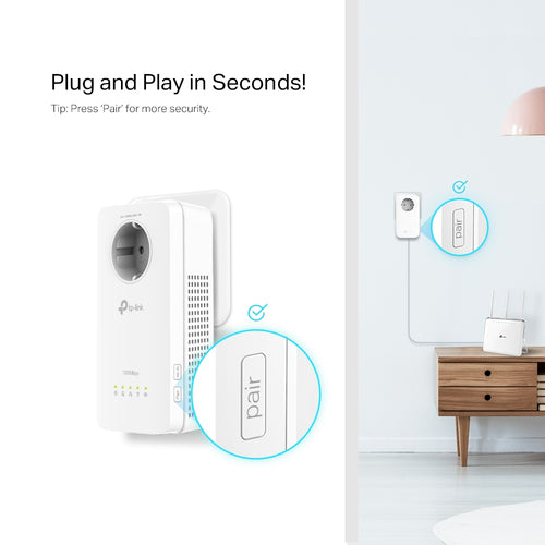 TL-WPA8631P KIT - TP-Link TL-WPA8631P KIT AV1300 Wi-Fi Passthrough Range Extender Powerline