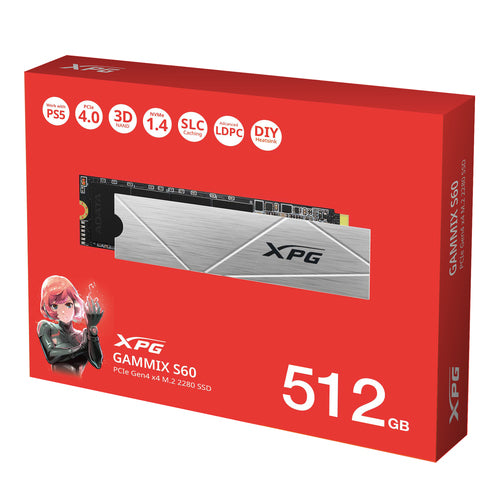 Adata AGAMMIXS60-512G-CS - XPG Gammix S60 PCIe Gen4x4 M.2 2280 SSD 512GB