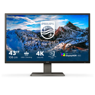 439P1/75 - PHILIPS 439P1/75 43" 16:9 4K UHD LCD,60HZ,4MS,HDMI(2),DP,USB-C DOCK,RJ45,SPKR,H/ADJ,4YR