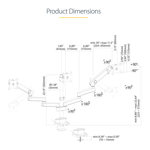 StarTech.com 3MP2AG-MONITOR-ARM - Dreifach Monitor Schreibtischhalterung 27 Zoll Bildschirme