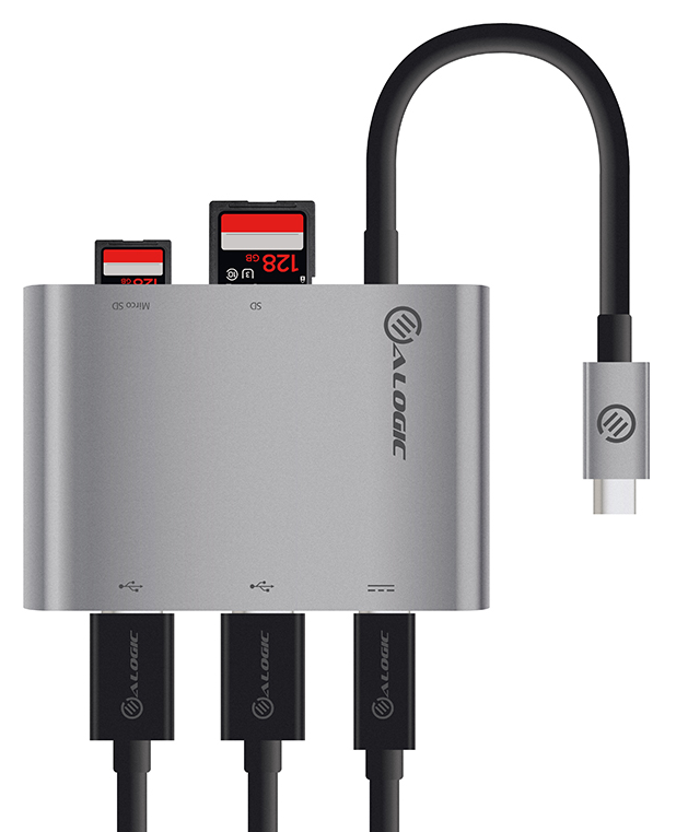 ALOGIC VPLUCCR2ACH-SGR - USB-C ADAPTERW.CARDREADER/2XUSB3.0/USB-C