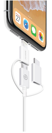 ALOGIC U28P3T1-030WH – 30 CM 3-IN-1 LADE- UND SYNCHRONISIERUNGSKABEL – WEISS