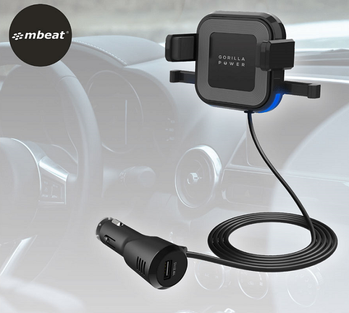 MB-WCS-02 - Mbeat Gorilla Power 10W Kabelloses Auto-Ladegerät mit 2.4A USB-Anschluss