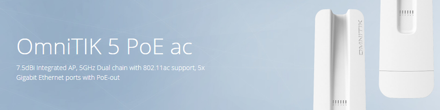 MikroTik RBOMNITIKPG-5HACD - Outdoor 802.11ac WiFi Router 5GigE 802.3at/af PoE input/output