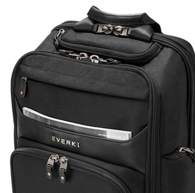 EVERKI EKP132 - Onyx Black Laptop Backpack Up to 15.6''. Travel Friendly Hard-Shell Quick-Access