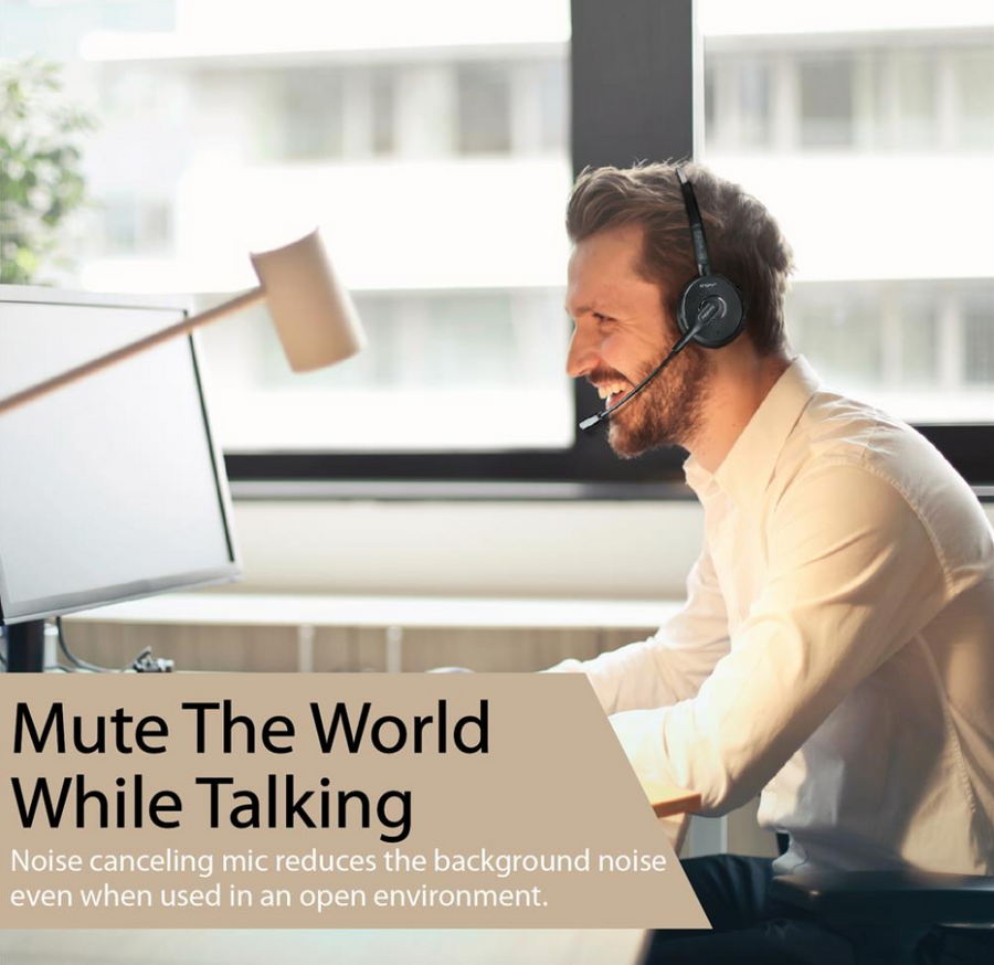 Promate ENGAGE-BLK - Over ear Mono Bluetooth Headset w/ HD Voice Clarity. Noise-Cancelling Microphone