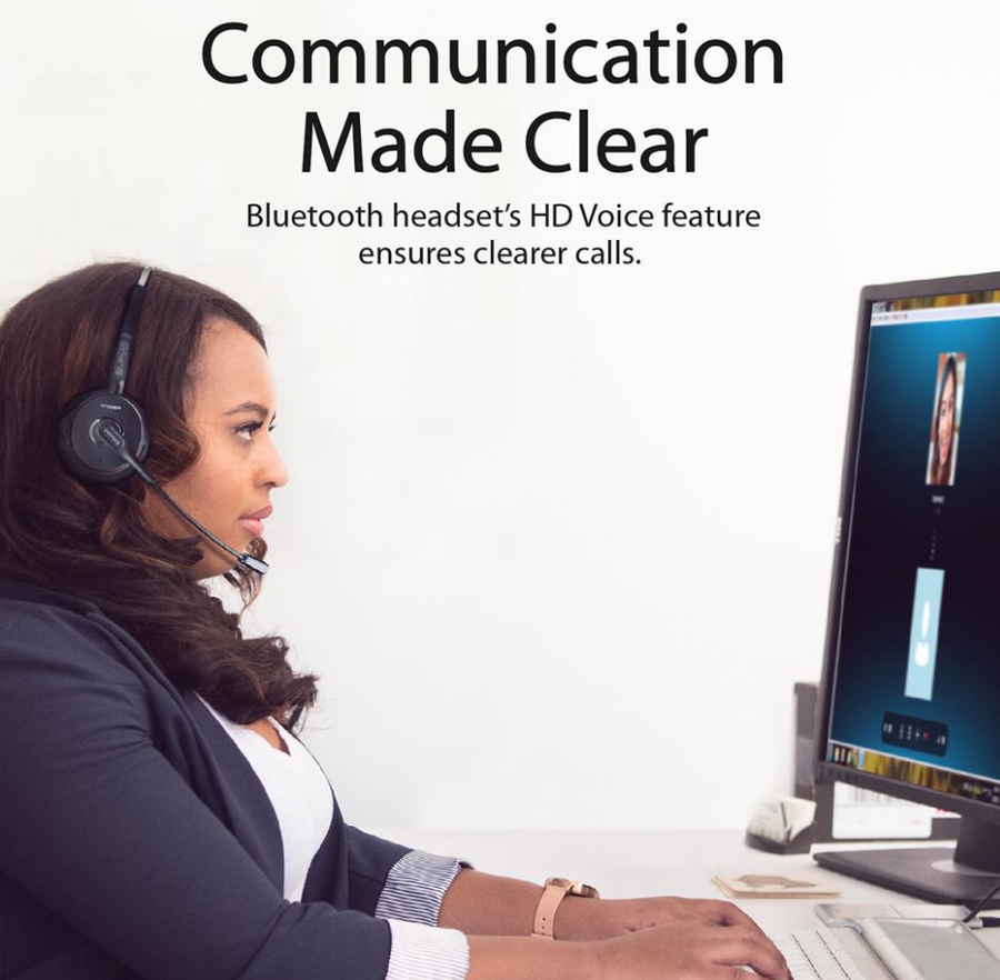 Promate ENGAGE-BLK - Over ear Mono Bluetooth Headset w/ HD Voice Clarity. Noise-Cancelling Microphone