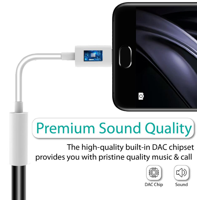 Promate AUXLINK-C-WHT - Stereo USB-C auf 3,5 mm Klinkenadapter Digital-Analog-Wandler.