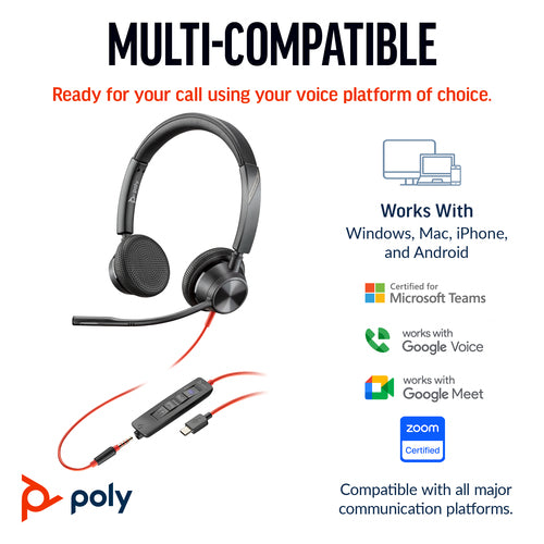 HP 8X221AA - Poly BW 3325 USB-C HS +3.5mmP +USB-C/A
