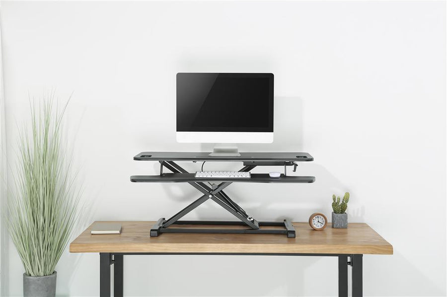 BRATECK DWS28-02NBLK - Gas-Spring Scissor Lift Desktop Sit-Stand Workstation Height Adjustable 110-505mm