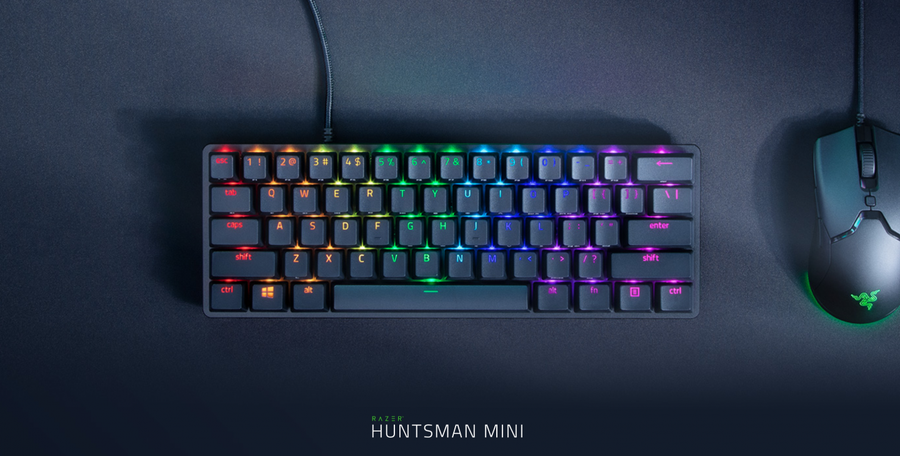 RZ03-03390300-R3M1 - RAZER HUNTSMAN MINI - MERCURY EDITION - 60% OPTICAL GAMING KEYBOARD (CLICKY PURPLE SWITCH) - FRML PACKAGING