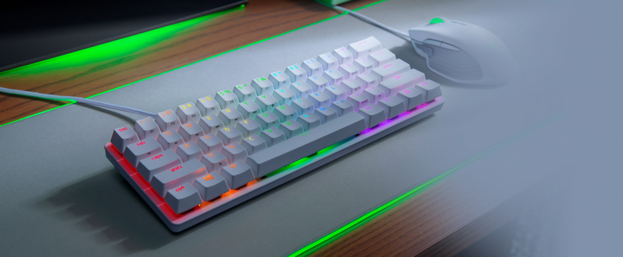 RZ03-03390300-R3M1 - RAZER HUNTSMAN MINI - MERCURY EDITION - 60% OPTICAL GAMING KEYBOARD (CLICKY PURPLE SWITCH) - FRML PACKAGING
