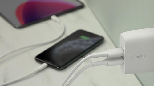 Belkin 24W Dual USB-A Wall Charger with USB-A to USB-C Cable