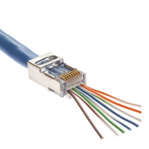 PLATINUM TOOLS 202020J - Cat5e/6 Shielded EZ-RJ45 Plug w/ Internal Ground. Easy install RJ45 plug